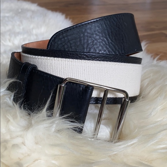 Martin + OSA leather and canvas contrast wide statement belt - Picture 3 of 11